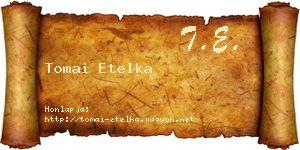 Tomai Etelka névjegykártya